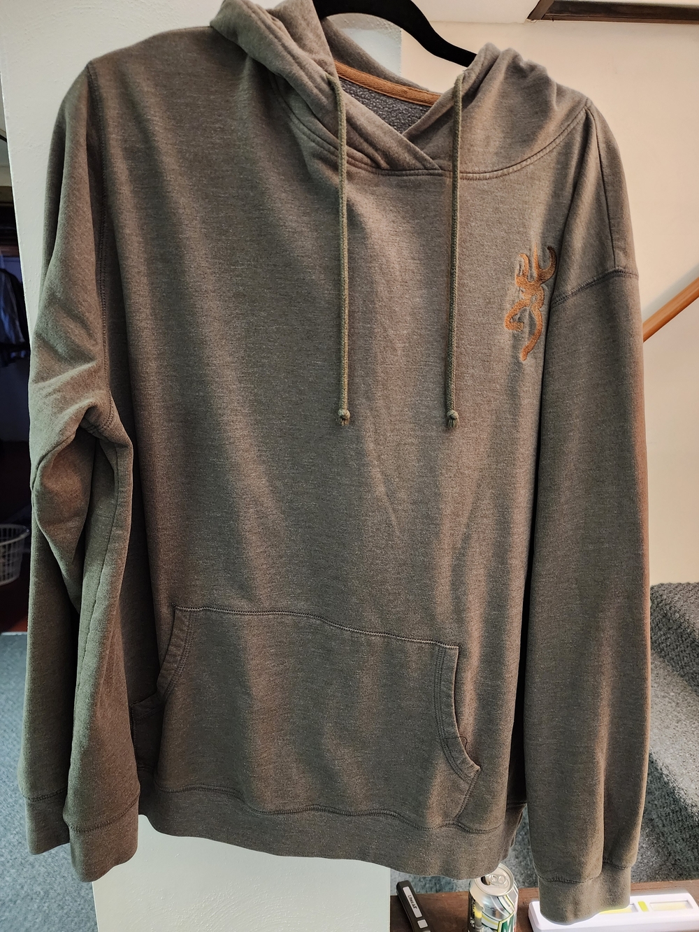 Brownings Men's XL Brown Hooded Pullover Shirt with Subtle Logo